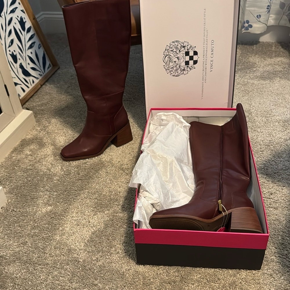 Vince Camuto Women's Brown Knee-High Boots. Extra Wide Calf